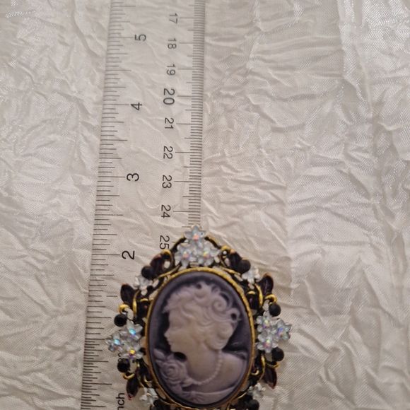 VTG Purple 2 in 1 Victorian Style CAMEO Brooch/ Pendant - Picture 7 of 8